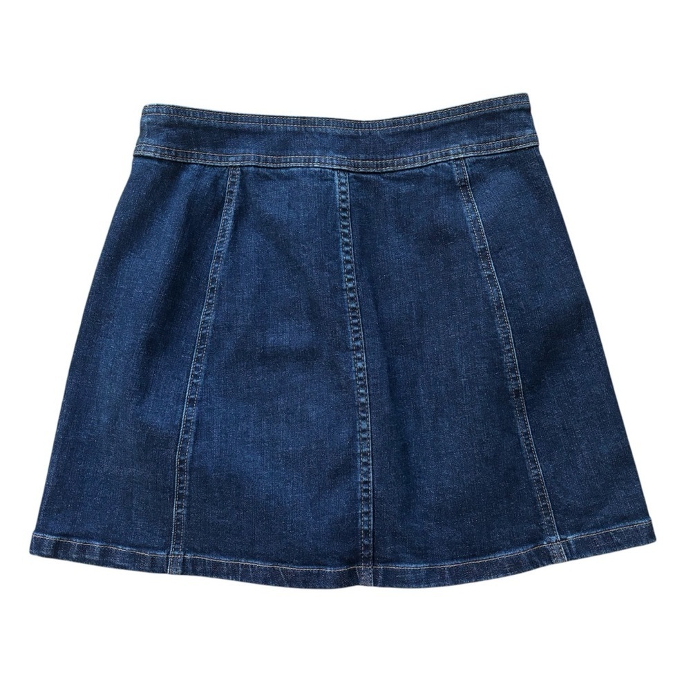 Madewell Stretch Denim A-Line Mini Skirt Button Front Dark Wash Retro Size 0 - Picture 4 of 11